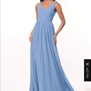 Azazie steel blue Keyla bridesmaid dress